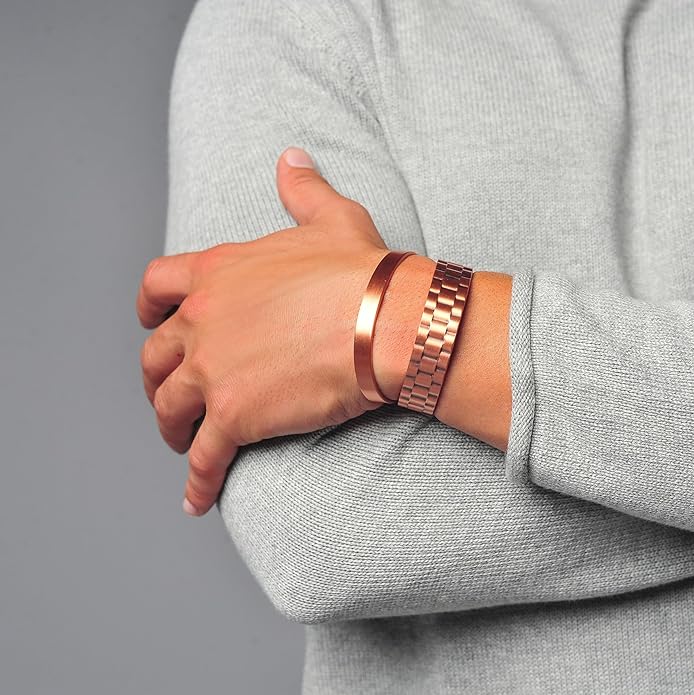 Earth Therapy Minimalist Design Magnetic Field Cuff Bracelets for Men & Women - Ultra Strength - Adjustable