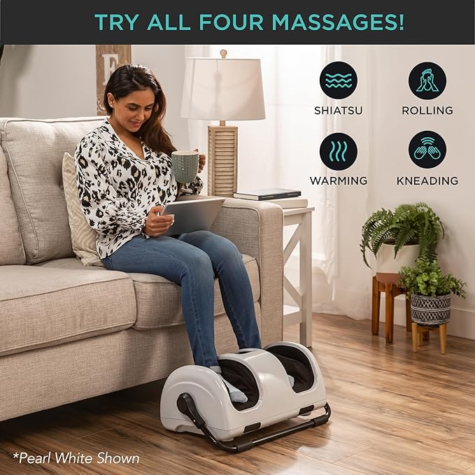 Best Choice Products Heated Shiatsu Foot Massager for Pain Relief, Plantar Fasciitis, Neuropathy, Blood Circulation w/Compact Design - Navy Blue