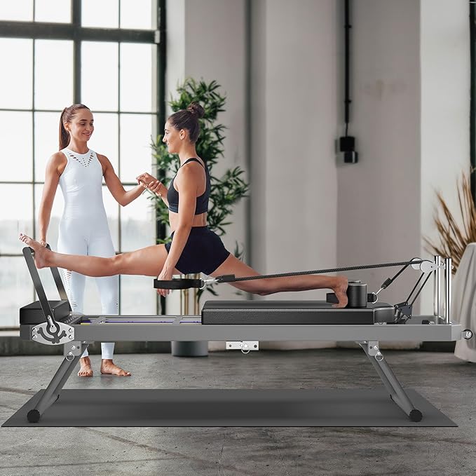 Pilates Reformer Machine, Foldable Pilates Equipment for Home Studio and Gym Workout, with Dual Resistance- Springs and Cords, Up to 400 lbs Weight Capacity,Cardio Fitness Rebounder