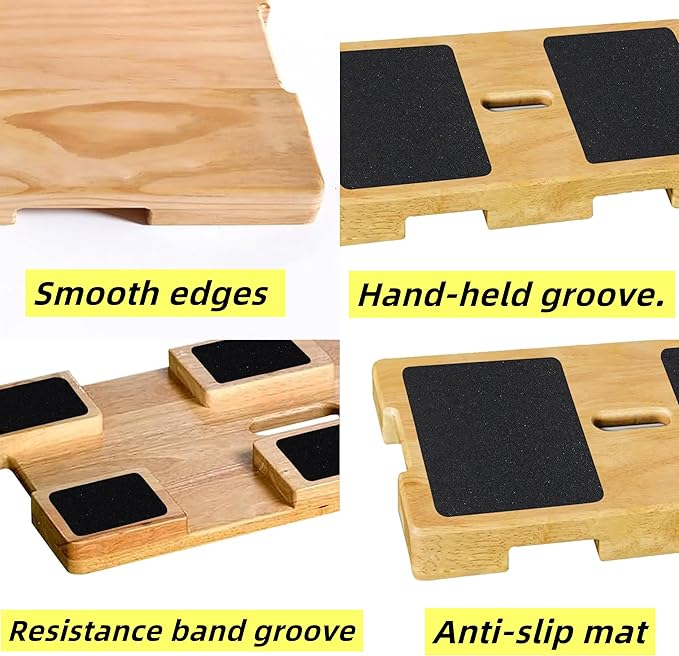Wood Resistance Band Platform Base, Resistance Band Foot Plate, Fitness Exercise Board Footplate, Step Board for Workout Board for Home Gym