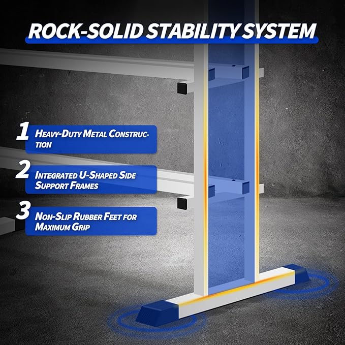 Heavy Duty Dumbbell Rack, Double-Side Extension Holder for Dumbbells & Kettlebells Home Gym Storage Rack