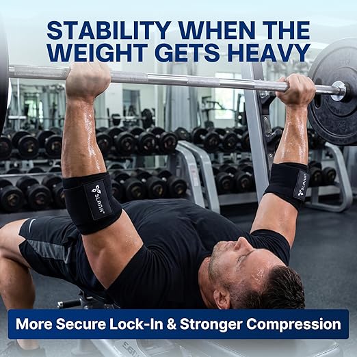 Elbow Wraps for Weightlifting – 40” Long Adjustable Compression - Elbow Sleeves Weightlifting Men with Hook-and-Loop Closure – Support for Heavy Pressing, Strength Training & Lifting Stability