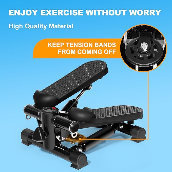 TOPMAJOR Steppers for Exercise at Home with 330 lbs Weight Capacity, Resistance Bands & Non-Slip Mat for Full Body Workout, Adjustable Height Hydraulic Stepper with LCD to Monitor Steps & Time