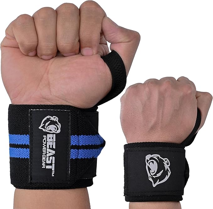 Beast Power Gear Wrist Wraps for Weightlifting 18” Premium Quality Wrist Support for Bodybuilding Heavy Duty Thumb Loop Powerlifting, Strength Training for Men and Women