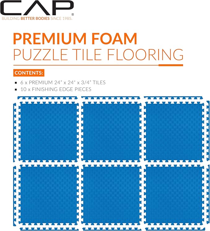 CAP Puzzle Exercise Mats | 3/4” Thick EVA Interlocking Foam Tiles for Home Gym Flooring | Multiple Options