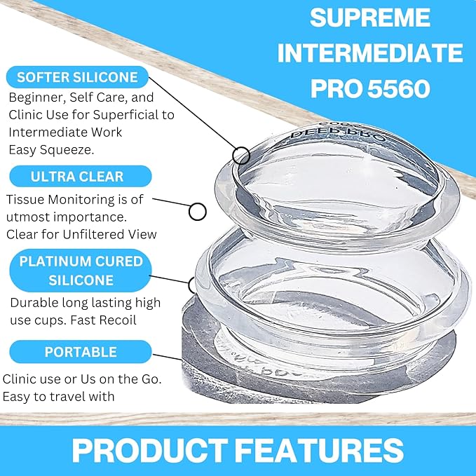 Cupping Warehouse Supreme 4 Intermediate Pro 5560 Silicone Cupping Set for Beginners – Medical-Grade, for Massage Therapy, Pain Relief, Body Sculpting & Cellulite Reduction, 4 Sizes (S, M, L, XL)
