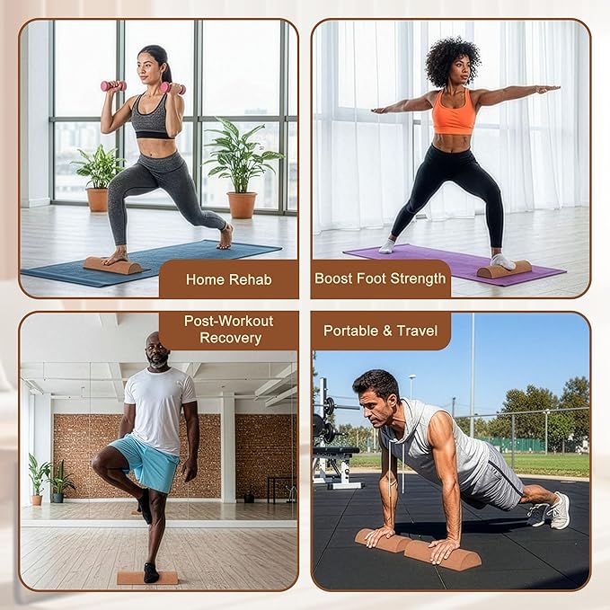 Cork Balance Board Set - Ankle & Foot Strengthener for Physical Therapy, Plantar Fasciitis Recovery, Core Stability, Enhanced Foot Function, Mobility and Prevent Falls | Balance Trainer