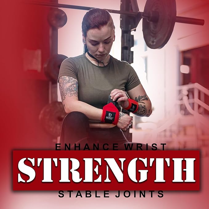 Beast Power Gear Wrist Wraps for Weightlifting 18” Premium Quality Wrist Support for Bodybuilding Heavy Duty Thumb Loop Powerlifting, Strength Training for Men and Women