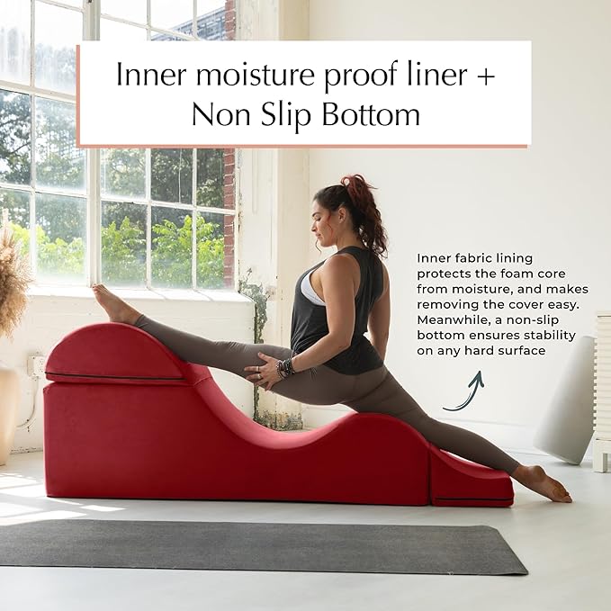Avana Kami Convertible Chaise/Bed Bench for Yoga & Massage - 2-in-1 End of Bed Ottoman with Concealed Fold Out Yoga Lounge Chair, 22" Wide, Microvelvet Deep Teal
