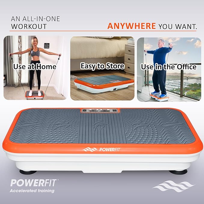 Powerfit Vibration Plate Exercise Machine - Waver Full Body Vibration Platform for Weight Loss & Lymphatic Drainage