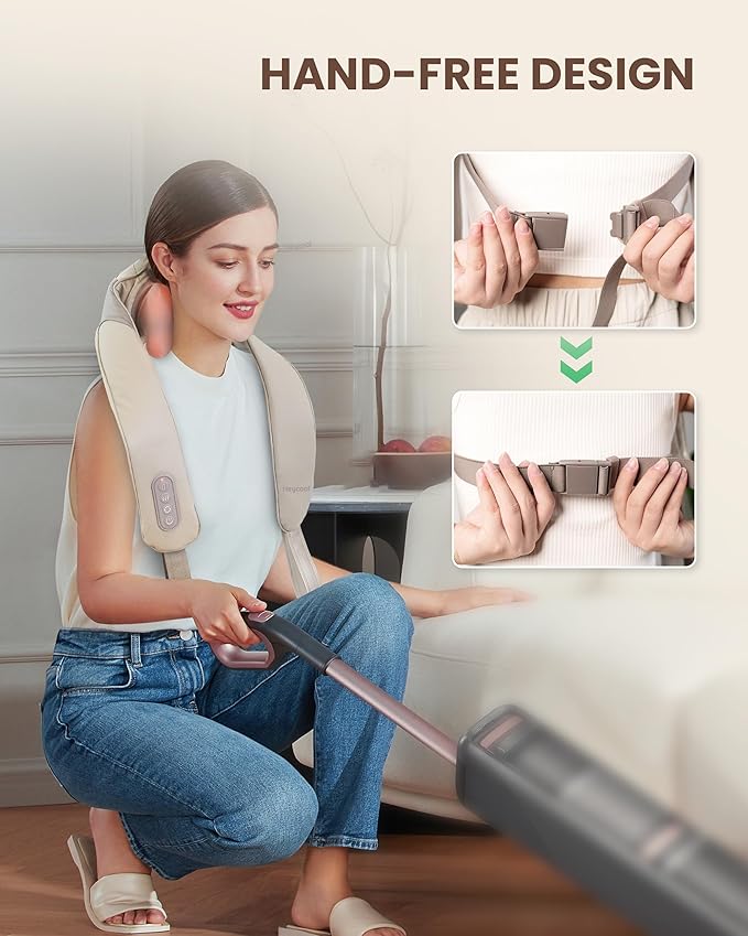 Cordless Neck Massager with Heat, FSA Eligible HSA 4D Deep Kneading Neck Shoulder Massager for Pain, Shiatsu Back Massager for Shoulder, Gifts for Women, Men