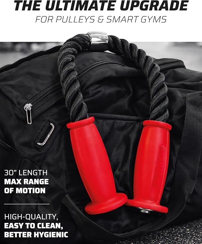 Ergonomic Tricep Rope | 30” Non-Slip Cable Attachment | Wrist Pressure Relief | Grip Strength & Forearm Activation | Home & Commercial Gym Accessory | for Cable Machine & Smart Gym