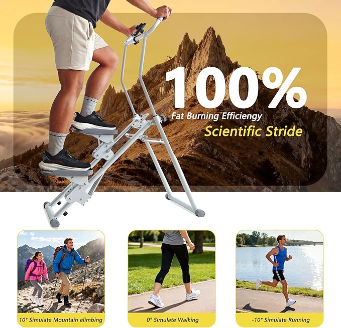 Stair Stepper, Vertical Climber for Home Gym, Compact Folding Full-Body Cardio Machine with Extended Step Range, Adjustable Handlebar & Pedals, Suitable for Women & Men