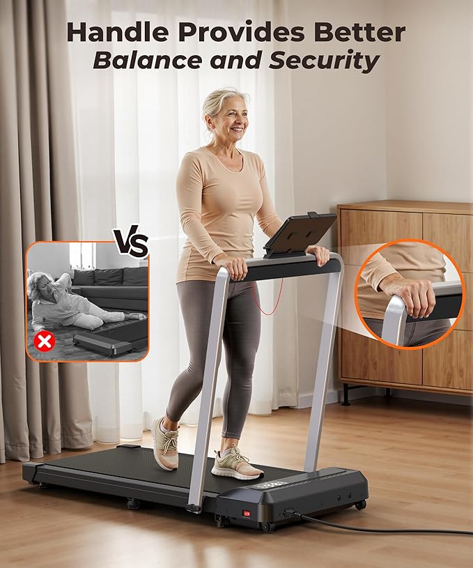 WELLFIT 10% Incline Walking Pad Treadmills for Home, Under Desk Treadmill 320lb Capacity, Voice Controlled Works with KINOMAP Apple Health, Compact for Apartment, Easy to Move Store Upright Place