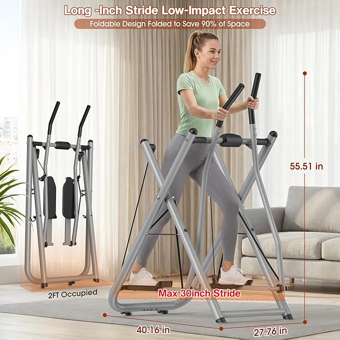 Air Walk Elliptical Glider Machine - 600LBS Capacity, Fully Assembled Low-Impact Design for Home Gym Cross-Training Arm & Leg Cardio Workout-New Version