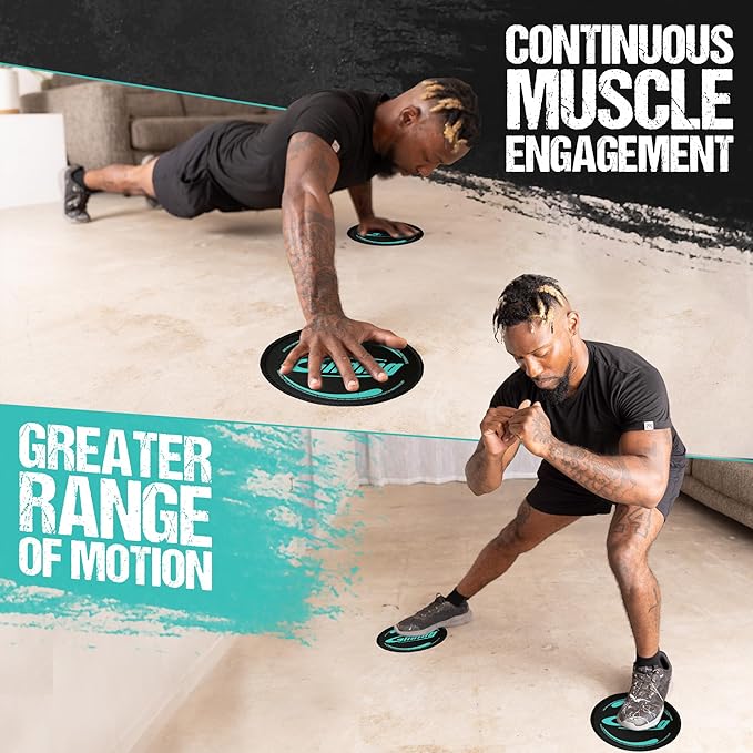 Gliding Discs for Working Out - Exercise Sliders for Carpet & Hardwood Floors 1 Pair, Authentic Workout Sliders Disc for Full Body Resistance Workout, Includes 4 Streaming Video Workouts