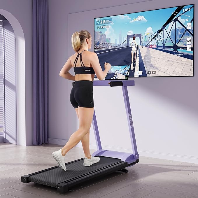 DeerRun Foldable Treadmill for Home with 6% Manual Incline & Handlebar, Compact Folding Walking Pad Treadmill for Walking, Jogging & Running, 0.6-7.5 MPH, 300 lb Capacity, App & Remote Control