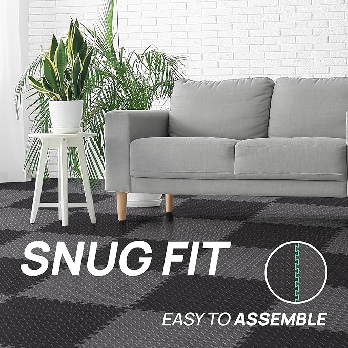 Yes4All 24SQFT-120SQFT Puzzle Exercise Mat for Home Gym, EVA Interlocking Foam Floor Tiles with Border for Workout Equipment