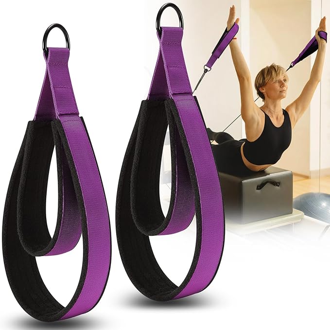 TOBWOLF Pilates Straps - Double Loop D-Ring Straps for Reformer, Padded, Home Gym Workout