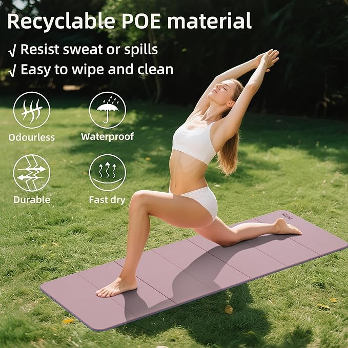 1/2 Inch Extra Thick Yoga Mat Pilates Equipment, 70"x24" Odorless Workout Mats for Home Gym, Non-slip Exercise Mats for Women Men Home Workout, Foldable Yoga Mats for Travel Camping Sleeping