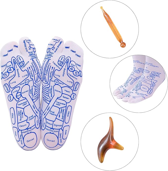 Broman Reflexology Socks with Trigger Point Massage Tool, Foot Pain Relief Remedy for Foot Massage,Women's Size