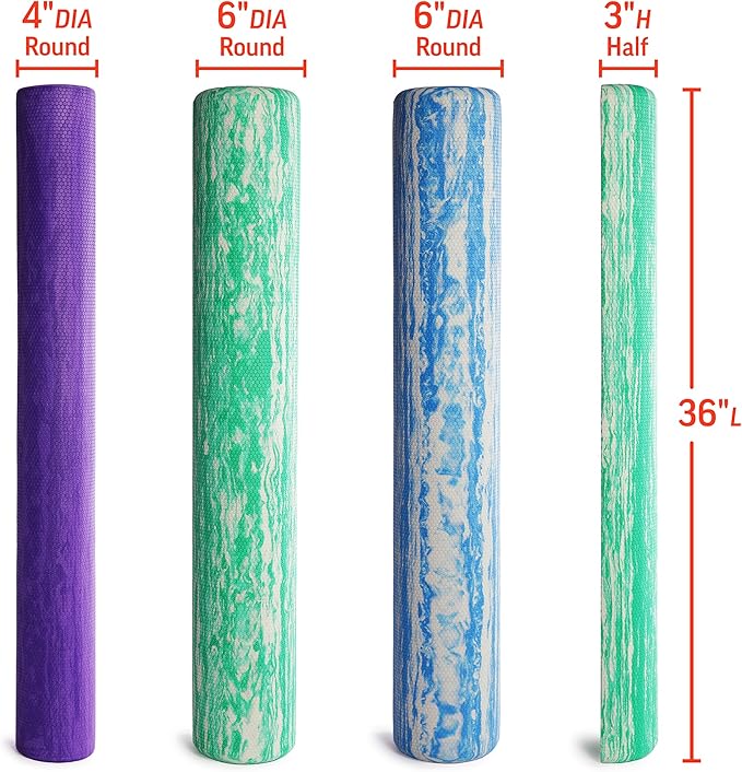 OPTP PRO-ROLLER Standard Density Foam Roller - Durable Roller for Back Massage, Deep Tissue Foam Roller Exercises, Stretching, Fitness, Yoga and Pilates - 36 Inches by 6 Inches, Green