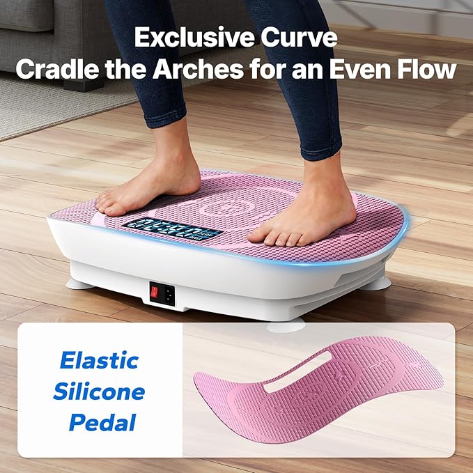 MERACH Vibration Plate Exercise Machine, Curved Vibration Plate for Lymphatic Drainage Weight Loss, Vibrating Plate with Real-Time Calorie Tracking on LED Display, Workout Equipment for Home Women Men