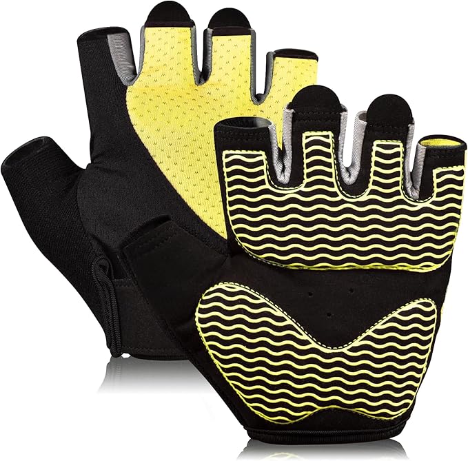 Workout Gloves for Women - Breathable Weight Lifting Gloves with Non-Slip Silicone Padding, Fingerless Gym Gloves for Cycling, Rowing, Pull Ups & Training (4 Sizes)