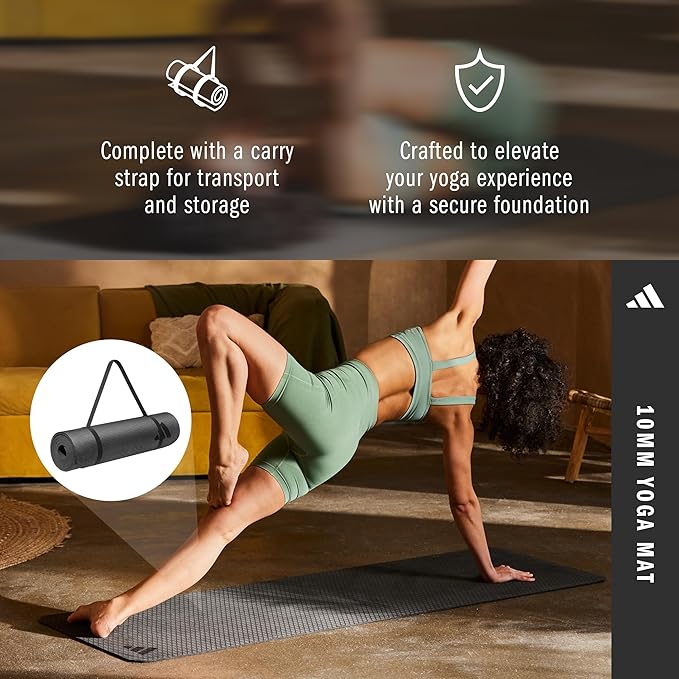 adidas Yoga Mat - Eco Friendly - Non Slip, Durable Textured Surface