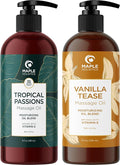 Scented Sensual Massage Oil for Couples - Tropical and Vanilla Full Body Massage Oils with Jojoba Coconut and Sweet Almond Oil with Sweet Aromas for Special Moments - Non GMO Gluten Free and Vegan