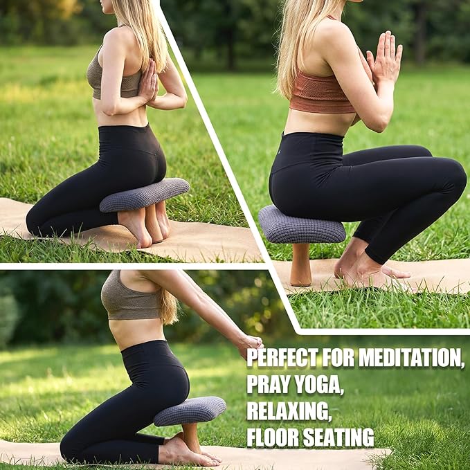 Meditation Bench - Yoga Bench,Wooden Zen Meditation Stool Kneeling Bench for Mindfulness Practice Tea Ceremony and Relaxation Ergonomic Design for Comfort and Support Househol (Brown)