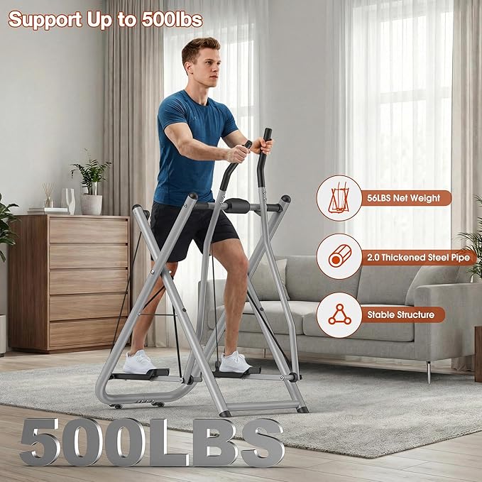 Air Walk Elliptical Glider Machine - 600LBS Capacity, Fully Assembled Low-Impact Design for Home Gym Cross-Training Arm & Leg Cardio Workout-New Version