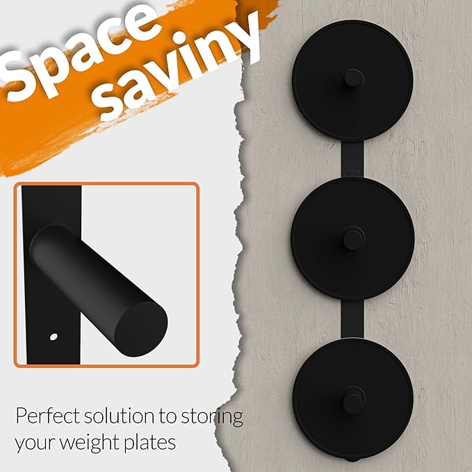 Fitvids Weight Plate Storage Rack, Weight Plate Holder Wall Mounted Bumper Plate Storage for Home Gym, Fit 2" Olympic Plates