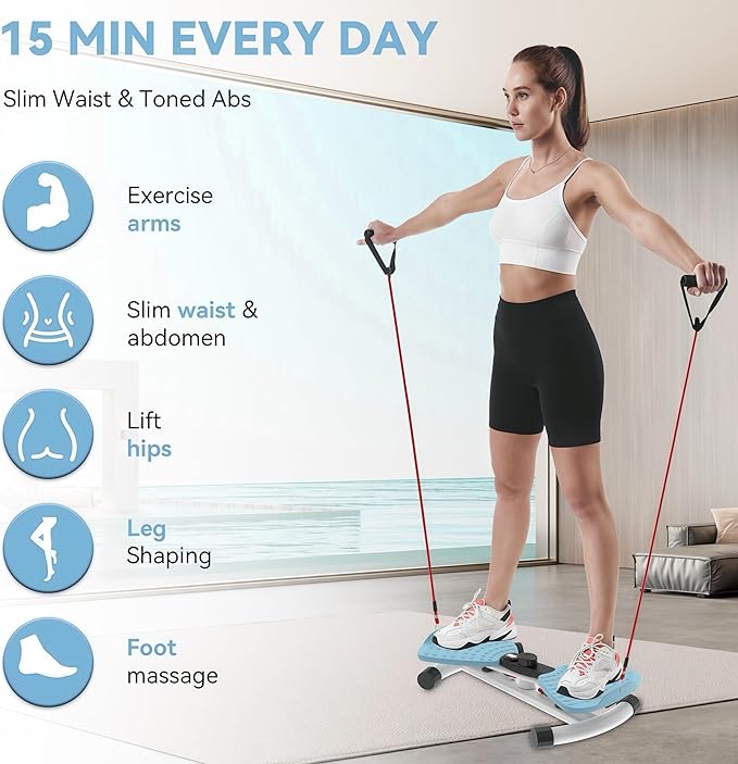 Twister, Adjustable Twisting Board for Women and Men, Home Gym Equipment Noiseless Twister, 330 lbs Load Capacity | Digital Display Tracks Time, Reps and Calories (Blue,Pink,Purple)