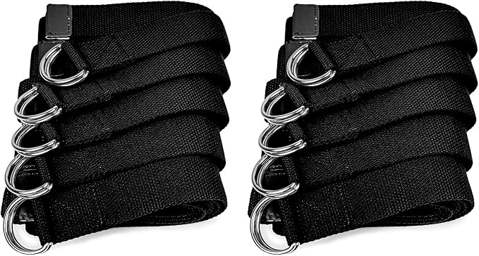 Sunshine Yoga 10-Pack Yoga Strap, 8-Foot Yoga Straps With Anti-Slip D-Ring Buckle, Adjustable Leg Stretching Strap, Exercise Stretch Strap for Muscle and Hamstring Stretch