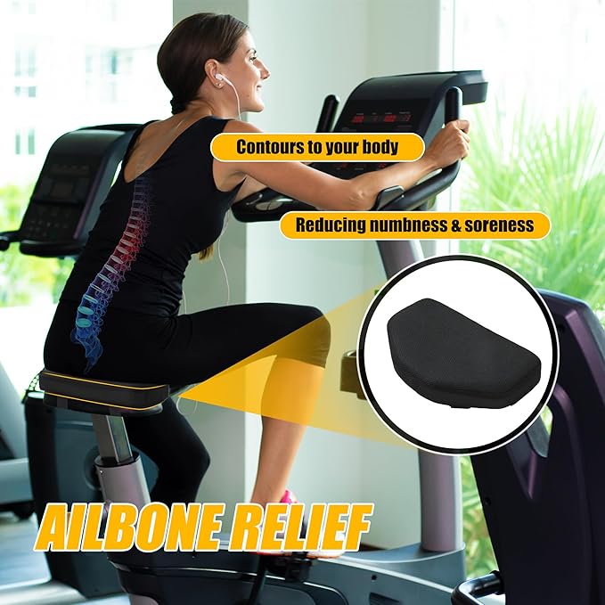 MABOZOO Exercise Bike Seat Cushion, Comfort Recumbent Bike Seat Cushion Stationary Pad with Washable Cover, Foam Rower Mat Pad for Rowing Machine, Bicycle