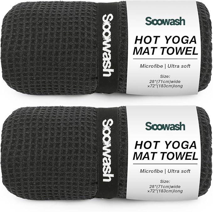 Hot Yoga Towel,Microfiber Yoga Mat Towels Non Slip for Hot Yoga Absorbent Microfiber Sweat Anti-Slip Cover,Bikram,Pilates,Exercise,Fitness 28 inch X 72 inch Beige 2 Pack