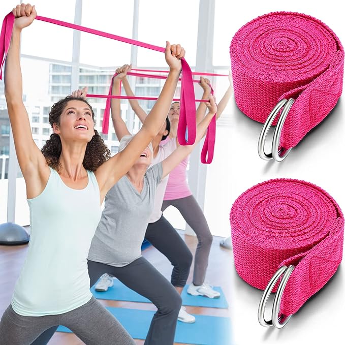 Leyndo Yoga Strap Stretching Pilates Exercise Adjustable Straps 6 ft Non Elastic Yoga Belt with Adjustable D Ring Buckle for Pilates Gym Workouts Fitness