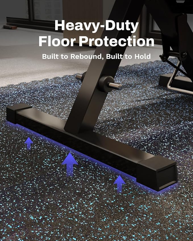 AIRHOP 0.79in Thick 24 Sq Ft Exercise Equipment Mats, 6 Tiles Upgraded Rubber Top with High Density EVA Foam, Large Interlocking Puzzle Gym Flooring for Home Gym, Heavy Weight Workout,Black & Blue