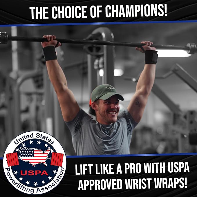 Rip Toned Wrist Wraps for Weightlifting – USPA & USAPL Approved 18" Wrist Straps for Powerlifting – Adjustable, Durable Gym Wraps with Thumb Loop – Quality Support for Men & Women