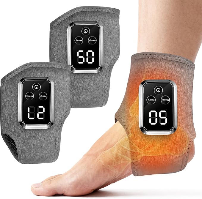 YAZHI Foot Massager 2-in-1 Warming Wrap – Relax & Renew Foot & Ankle Massager with 3 Modes & 4 Heat Levels, Portable for Home or Travel 2pack
