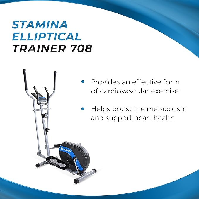 Stamina Elliptical Training Machine with Smart Workout App - Compact Standing Elliptical Machine for Home Workout - Up to 250 lbs Weight Capacity