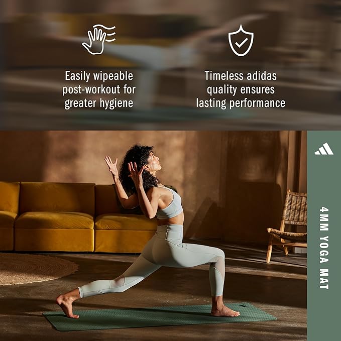 adidas Yoga Mat - Eco Friendly - Non Slip, Durable Textured Surface