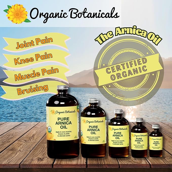 Arnica Oil - Pure Organic Muscle Discomfort Bottle - Arnica Montana Oil for Arthritis, Bruising & Swelling, Muscle, Joint Discomfort, and Sports Injuries, Arnica Massage Oil, 32 oz
