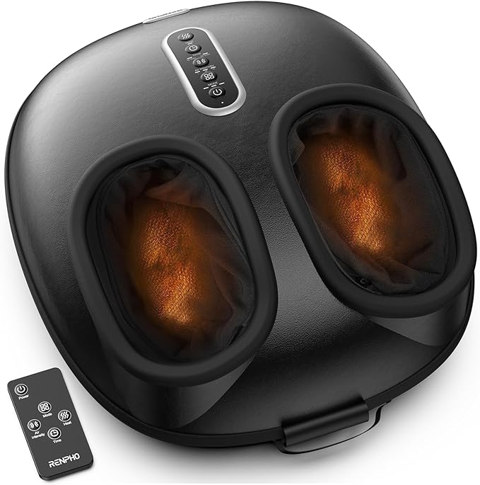 RENPHO 2026 [Upgraded] Foot Massager with Heat, FSA Eligible Shiatsu Foot Massager for Plantar Fasciitis, Deep-Kneading, Air Squeezing Feet Massager, Targets Heels, Balls & Arches up to Mens Size 12