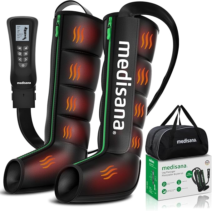 Medisana Leg Massager with Heat and Compression, Full Leg & Foot Massager Compression Boots with 6 Modes, 5 Intensity and 3 Heat for Circulation and Pain Relief - Gifts for Mom, Dad, Athletes, Gym