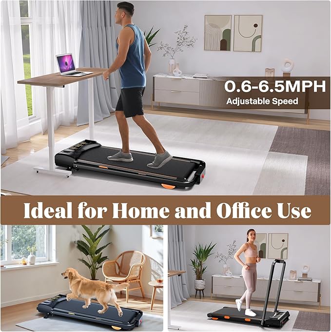 Foldable Treadmills for Home, Quiet Treadmill with 10% Incline, Walking Pad Treadmill with Desk, 350lbs Weight Capacity Walking or Running for Home Office