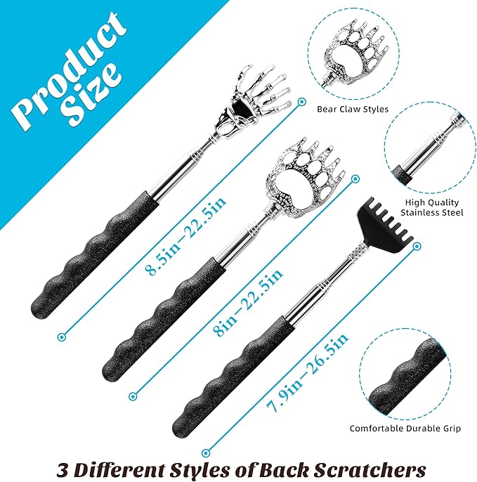 Back Scratcher Extendable Christmas Gifts Stocking Stuffer for Men Women Dad Adults Teens Funny Telescoping Manual Back Massage Cool Gadget Tool for Back in Christmas Gifts Box