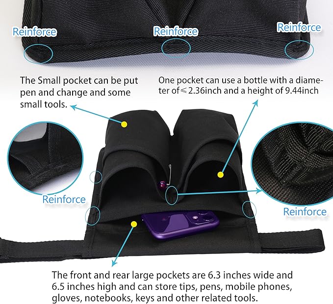 Tuhaoge Massage Bottle Bag,Massage Oil Holster for 2 Bottle s,Lotion Holster,Massage Therapist,Massage Oil Holster, Massage Lotion (TH-XJ-2 bottle-Black)