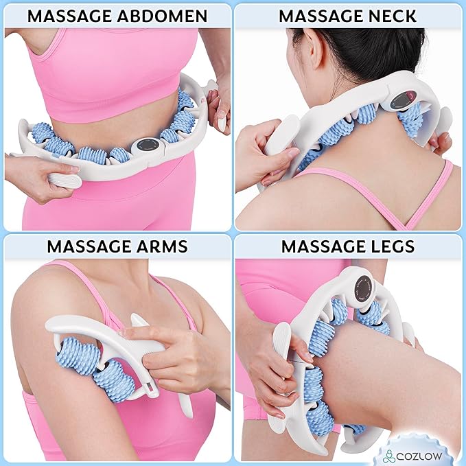 COZLOW Cellulite Massage Roller - Blue - Anti-Cellulite Massager with Detachable Roller Handles for Thighs, Legs & Buttocks - Fascia Massage Tool for Lymphatic Drainage & Deep Tissue Therapy